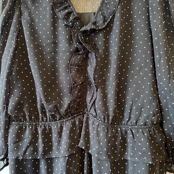 Black polka dot chiffon dress - Picture 2 of 6